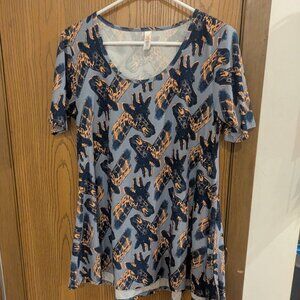 Lularoe Giraffe Short Sleeve Print Perfect Tee‎ Tunic Safari Zoo Women's Size S